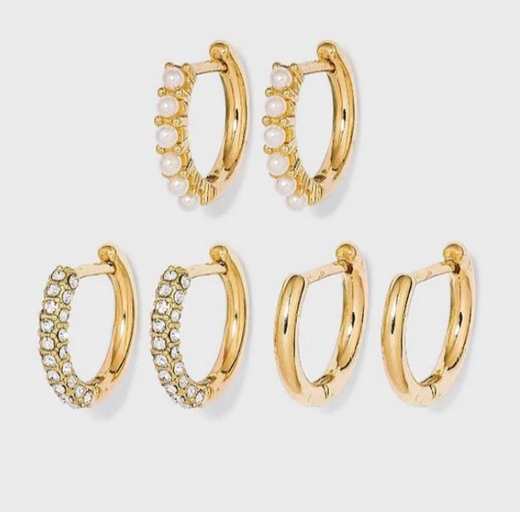 Sugarfix by BaubleBar Huggie Set, NWT, 3 Pairs, Goldtone - Picture 1 of 6